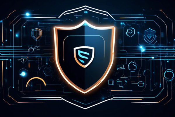 Create an image displaying a shield with a sleek, modern design, symbolizing strong internet security. The shield is surrounded by glowing lines representing data protection. In the background, show a digital landscape with various devices like laptops, smartphones, and tablets, all connected through a secure network. Integrate the Sophos logo subtly into the design, emphasizing the brand's commitment to effective digital protection.