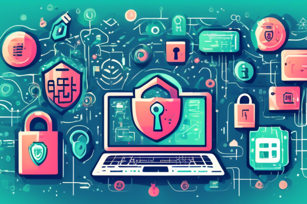 Create an image depicting an abstract representation of internet security. In the foreground, illustrate various symbols of protection like shields, locks and security codes. Integrate digital motifs such as binary numbers and circuit patterns. In the background, show a wallet or a price tag to represent affordability. Use a cool color palette to evoke feelings of safety and trust. This should convey the concept of budget-friendly internet security solutions.